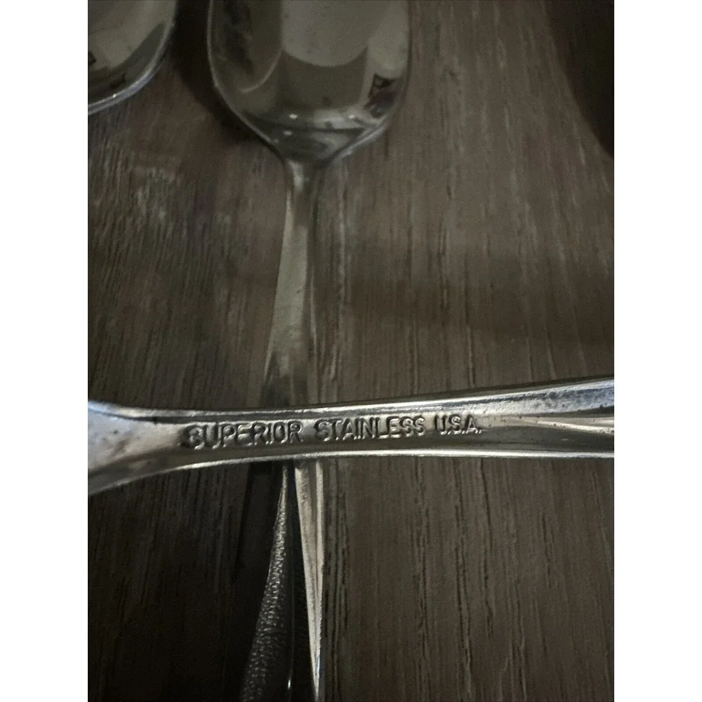 8 Teaspoons Radiant Rose Textured Superior Stainless Steel‎ USA Flatware